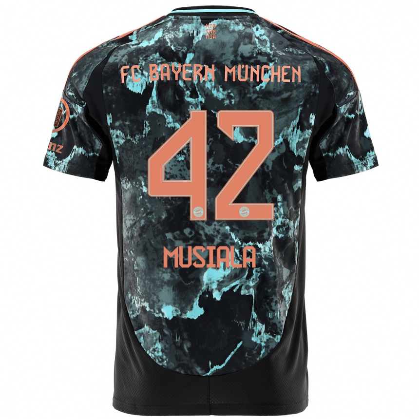 Herren Fußball Jamal Musiala #42 Schwarz Auswärtstrikot Trikot 2024/25 T-Shirt Luxemburg