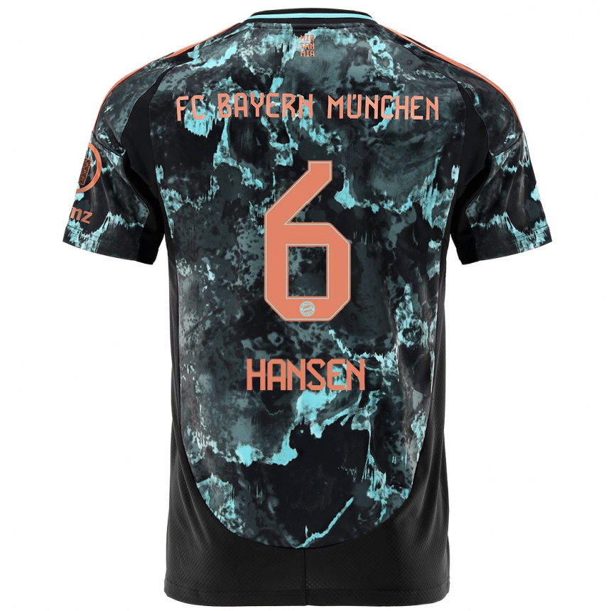 Herren Fußball Tuva Hansen #6 Schwarz Auswärtstrikot Trikot 2024/25 T-Shirt Luxemburg