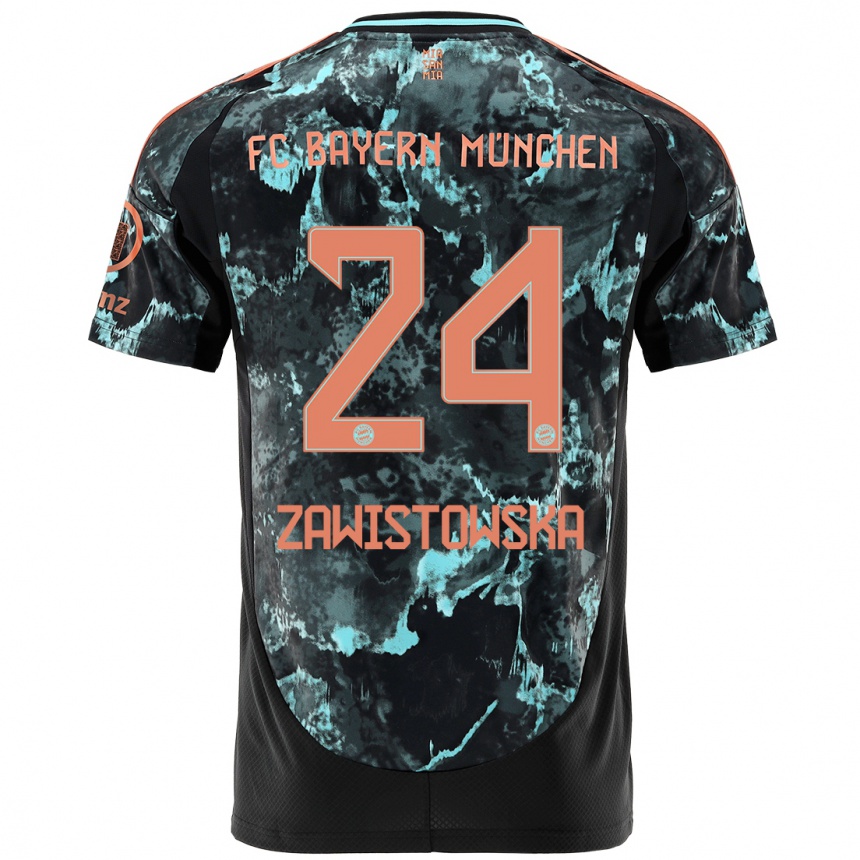 Herren Fußball Weronika Zawistowska #24 Schwarz Auswärtstrikot Trikot 2024/25 T-Shirt Luxemburg