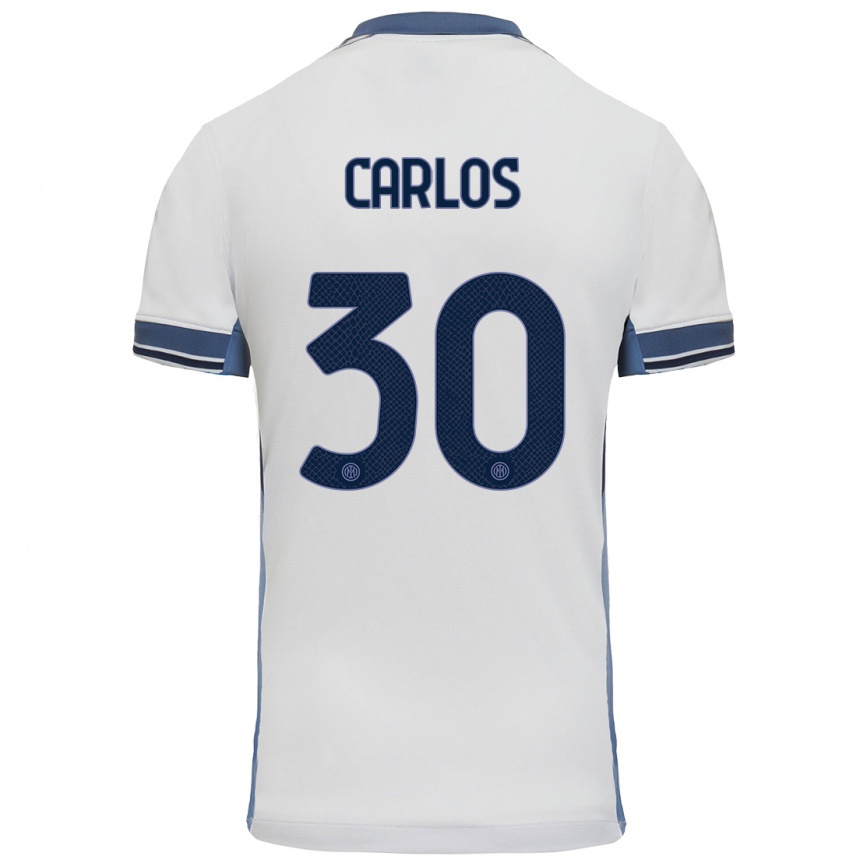 Herren Fußball Carlos Augusto #30 Weißgrau Auswärtstrikot Trikot 2024/25 T-Shirt Luxemburg