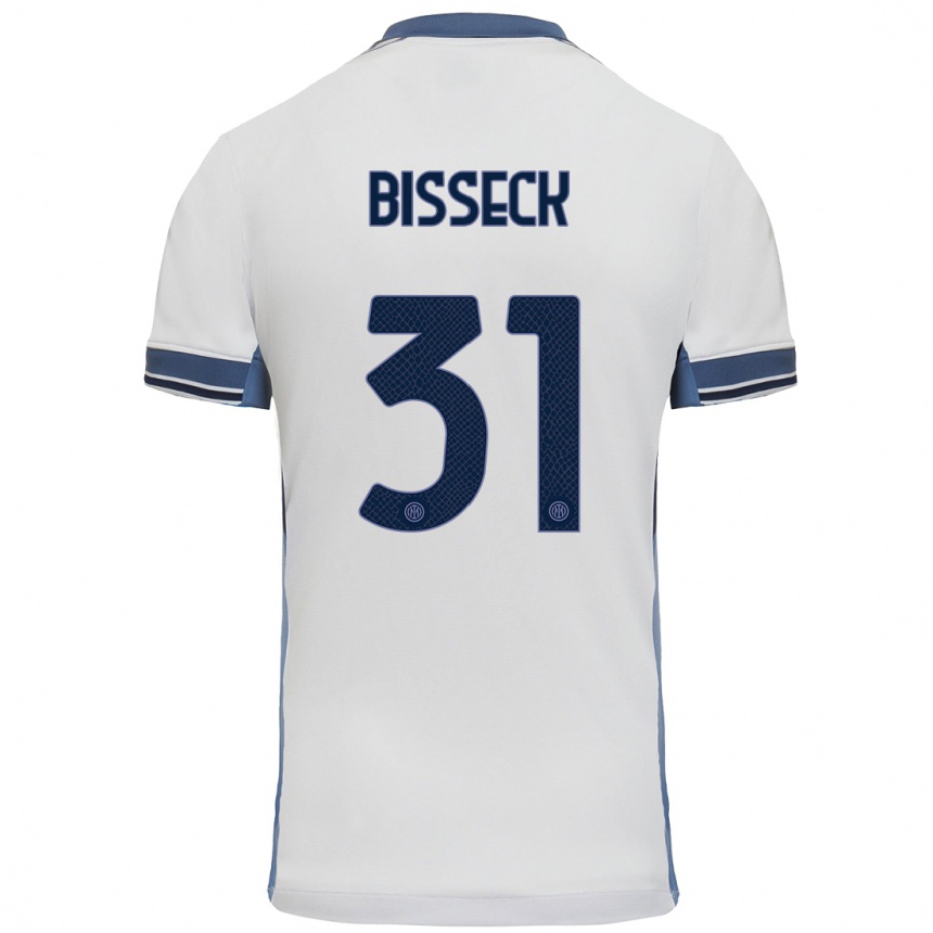 Herren Fußball Yann Bisseck #31 Weißgrau Auswärtstrikot Trikot 2024/25 T-Shirt Luxemburg