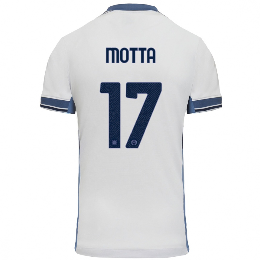 Herren Fußball Matteo Motta #17 Weißgrau Auswärtstrikot Trikot 2024/25 T-Shirt Luxemburg