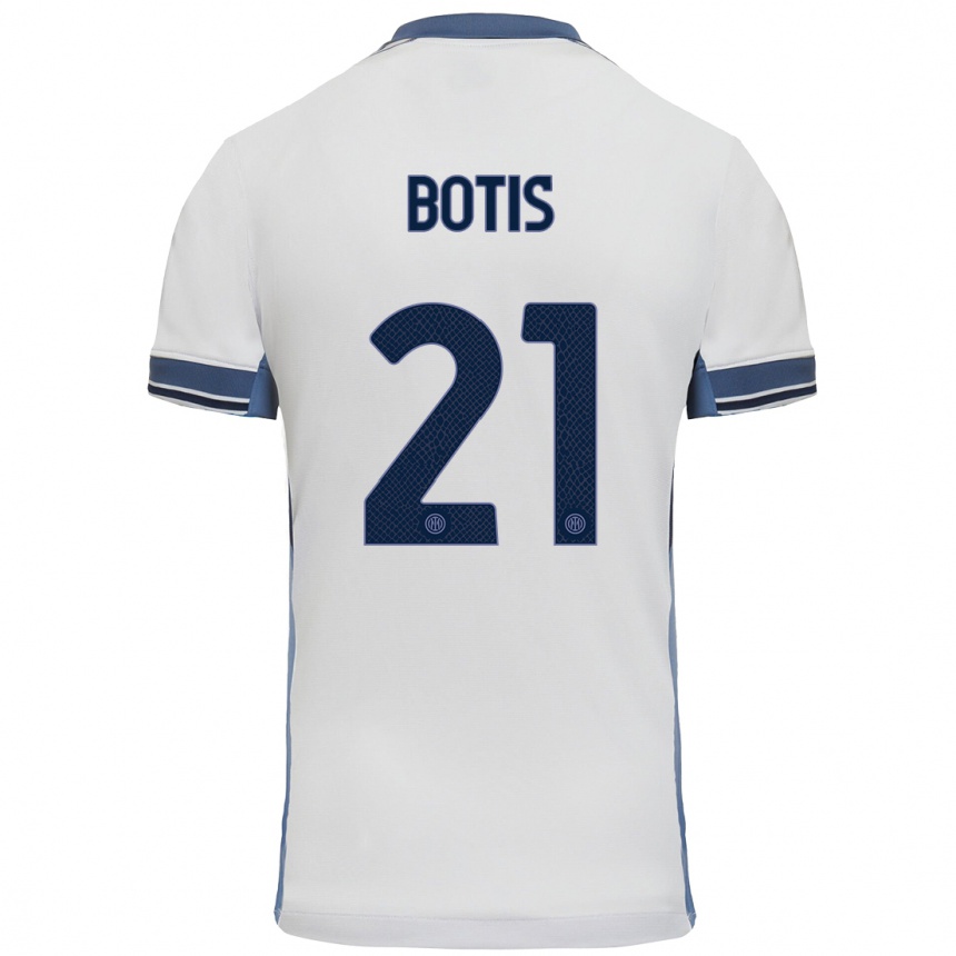 Herren Fußball Nikolaos Botis #21 Weißgrau Auswärtstrikot Trikot 2024/25 T-Shirt Luxemburg