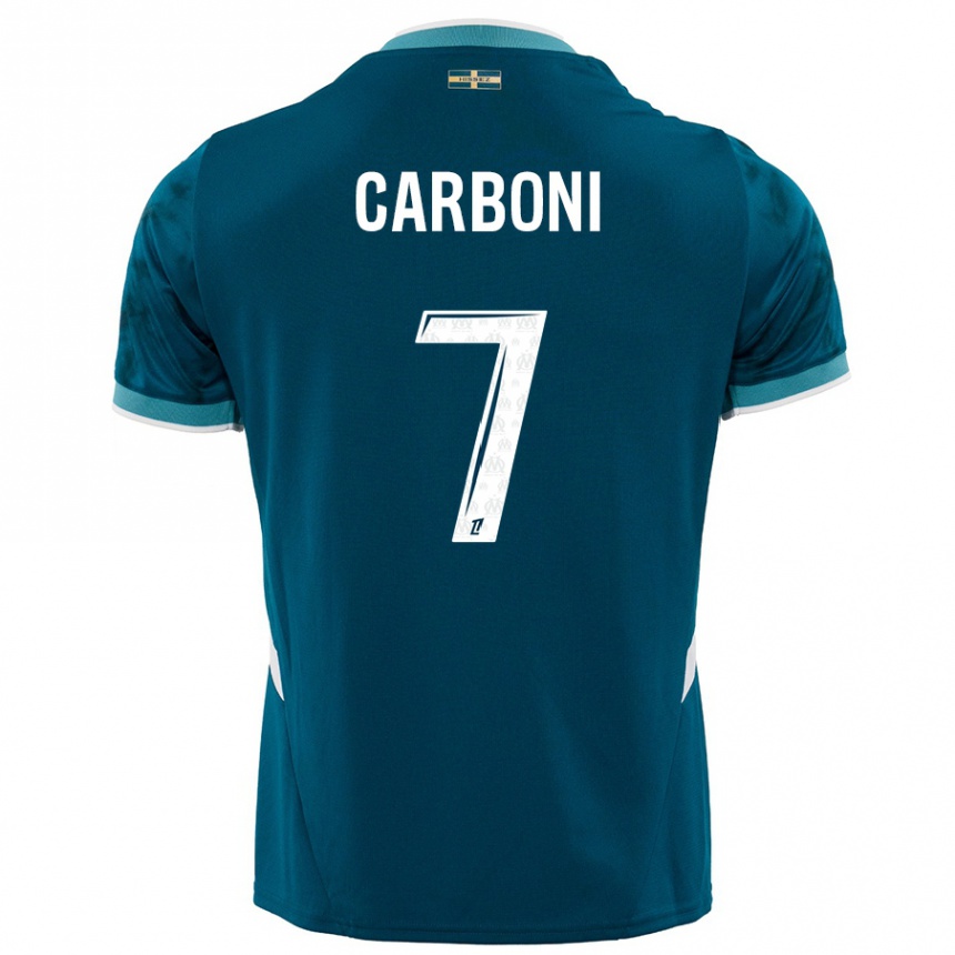 Herren Fußball Valentín Carboni #7 Türkisblau Auswärtstrikot Trikot 2024/25 T-Shirt Luxemburg