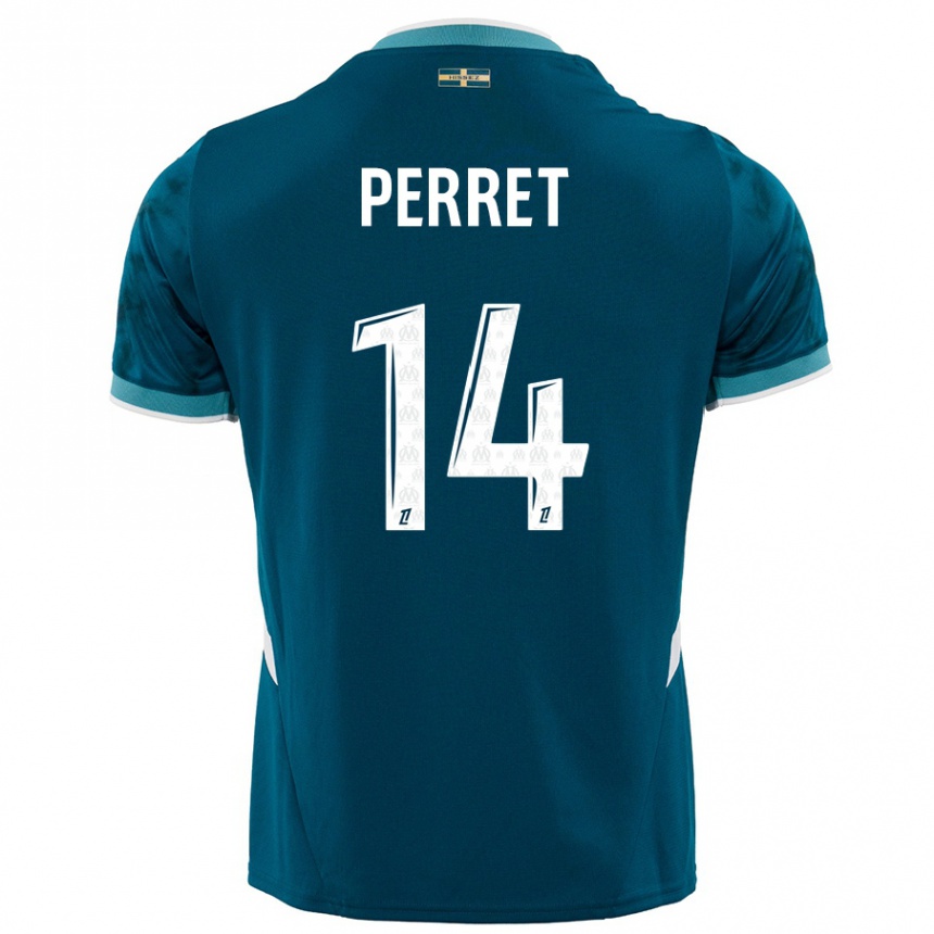 Herren Fußball Jenny Perret #14 Türkisblau Auswärtstrikot Trikot 2024/25 T-Shirt Luxemburg