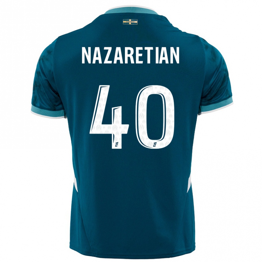 Herren Fußball Manuel Nazaretian #40 Türkisblau Auswärtstrikot Trikot 2024/25 T-Shirt Luxemburg