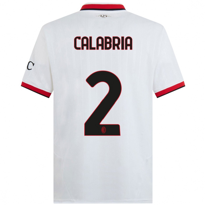 Herren Fußball Davide Calabria #2 Weiß Schwarz Rot Auswärtstrikot Trikot 2024/25 T-Shirt Luxemburg