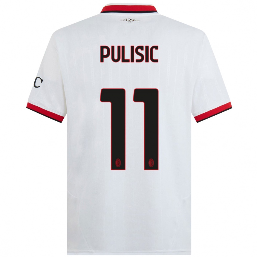 Herren Fußball Christian Pulisic #11 Weiß Schwarz Rot Auswärtstrikot Trikot 2024/25 T-Shirt Luxemburg