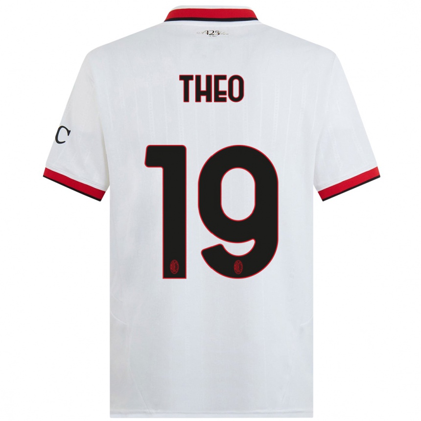 Herren Fußball Theo Hernandez #19 Weiß Schwarz Rot Auswärtstrikot Trikot 2024/25 T-Shirt Luxemburg