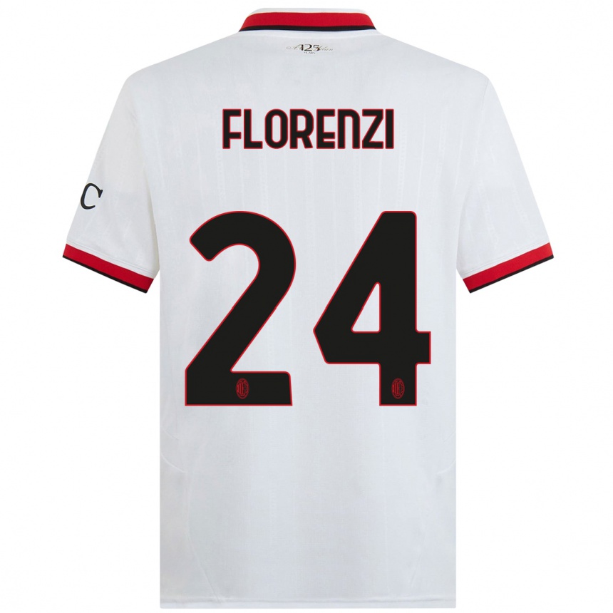 Herren Fußball Alessandro Florenzi #24 Weiß Schwarz Rot Auswärtstrikot Trikot 2024/25 T-Shirt Luxemburg