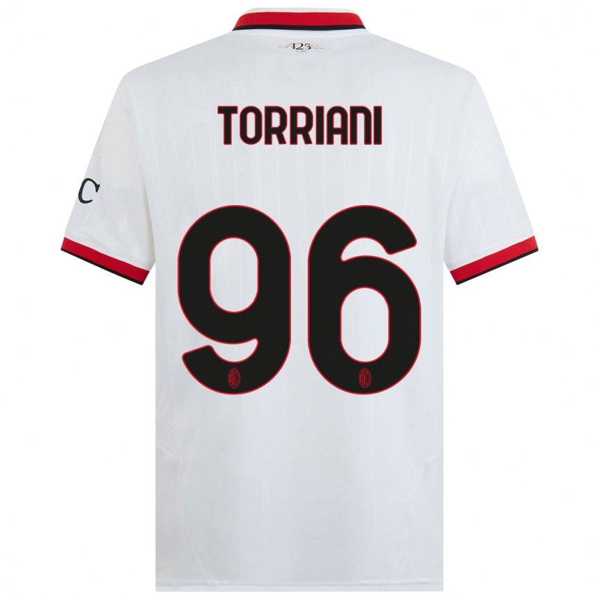 Herren Fußball Lorenzo Torriani #96 Weiß Schwarz Rot Auswärtstrikot Trikot 2024/25 T-Shirt Luxemburg