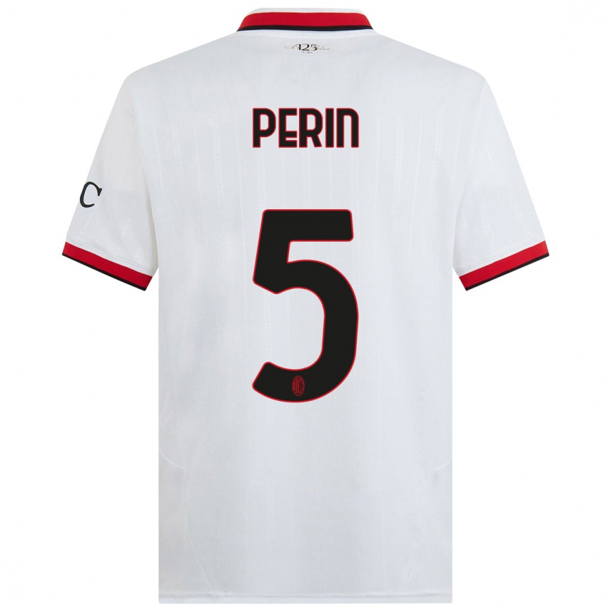 Herren Fußball Ernesto Perin #5 Weiß Schwarz Rot Auswärtstrikot Trikot 2024/25 T-Shirt Luxemburg