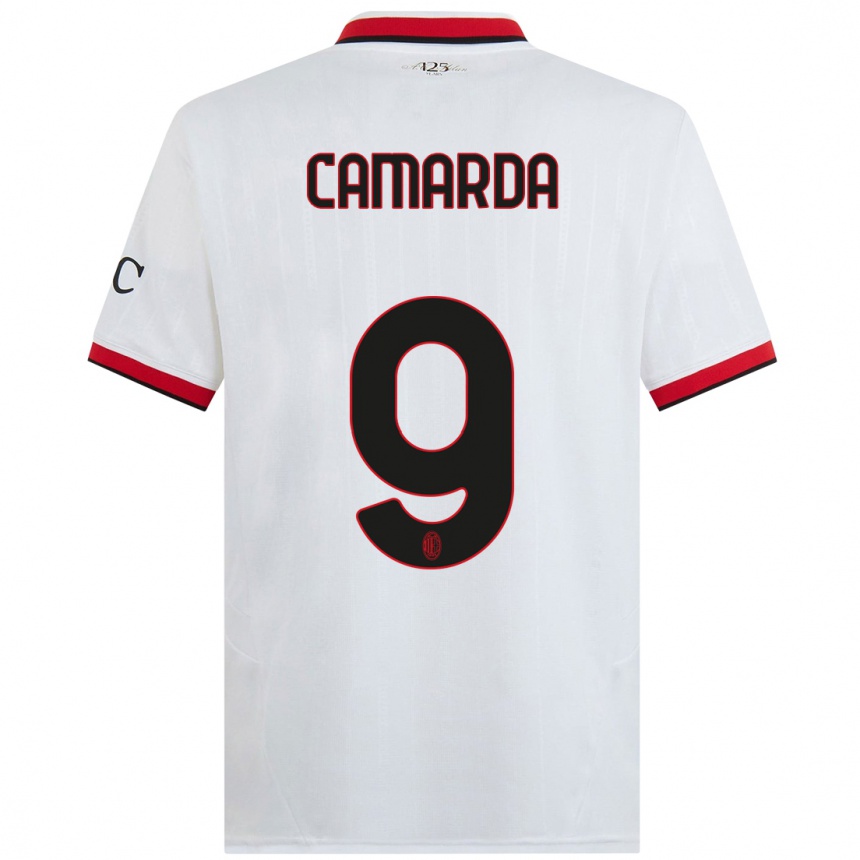 Herren Fußball Francesco Camarda #9 Weiß Schwarz Rot Auswärtstrikot Trikot 2024/25 T-Shirt Luxemburg