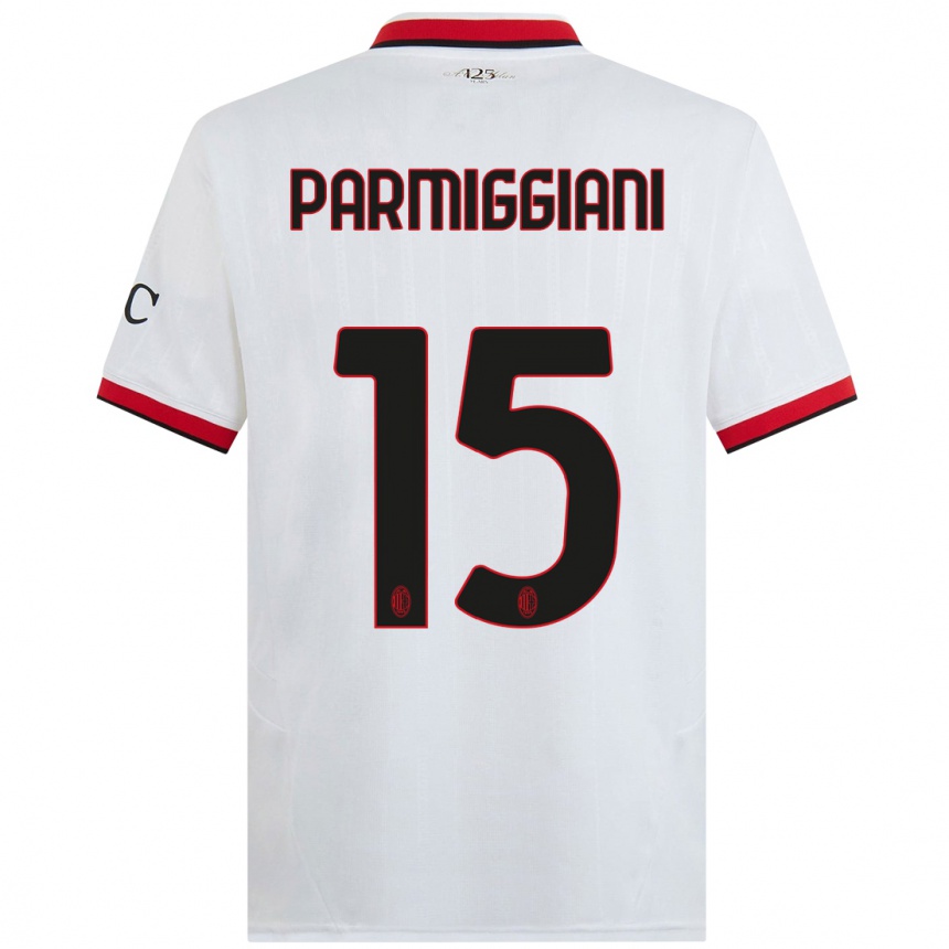 Herren Fußball Pietro Parmiggiani #15 Weiß Schwarz Rot Auswärtstrikot Trikot 2024/25 T-Shirt Luxemburg