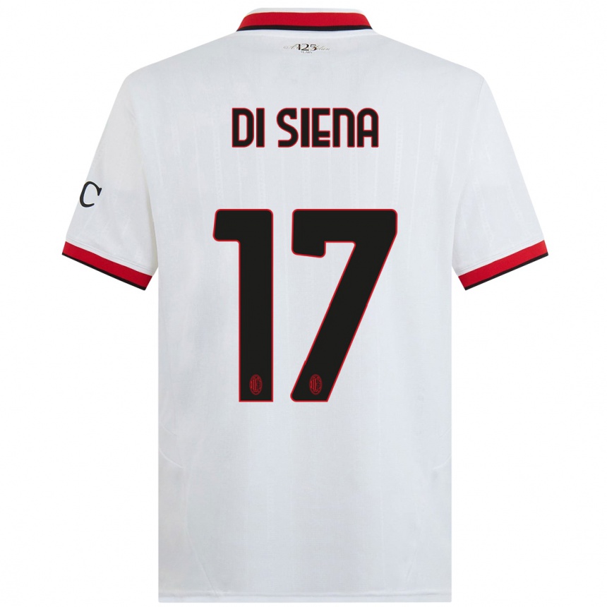 Herren Fußball Andrea Di Siena #17 Weiß Schwarz Rot Auswärtstrikot Trikot 2024/25 T-Shirt Luxemburg