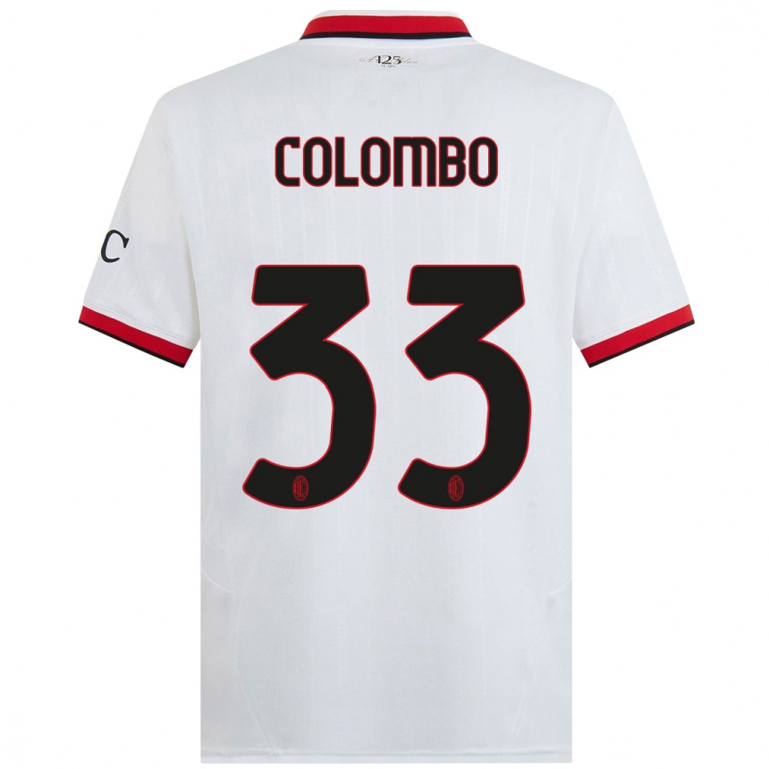 Herren Fußball Federico Colombo #33 Weiß Schwarz Rot Auswärtstrikot Trikot 2024/25 T-Shirt Luxemburg