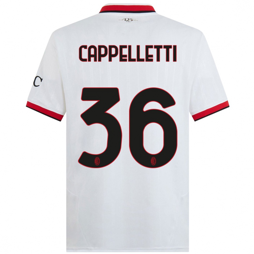 Herren Fußball Mattia Cappelletti #36 Weiß Schwarz Rot Auswärtstrikot Trikot 2024/25 T-Shirt Luxemburg