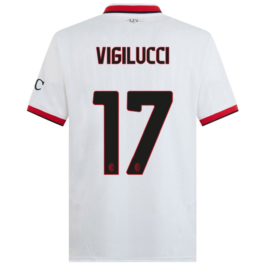 Herren Fußball Valery Vigilucci #17 Weiß Schwarz Rot Auswärtstrikot Trikot 2024/25 T-Shirt Luxemburg