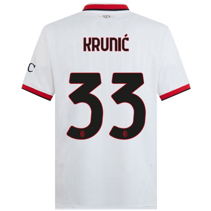 Herren Fußball Rade Krunic #33 Weiß Schwarz Rot Auswärtstrikot Trikot 2024/25 T-Shirt Luxemburg