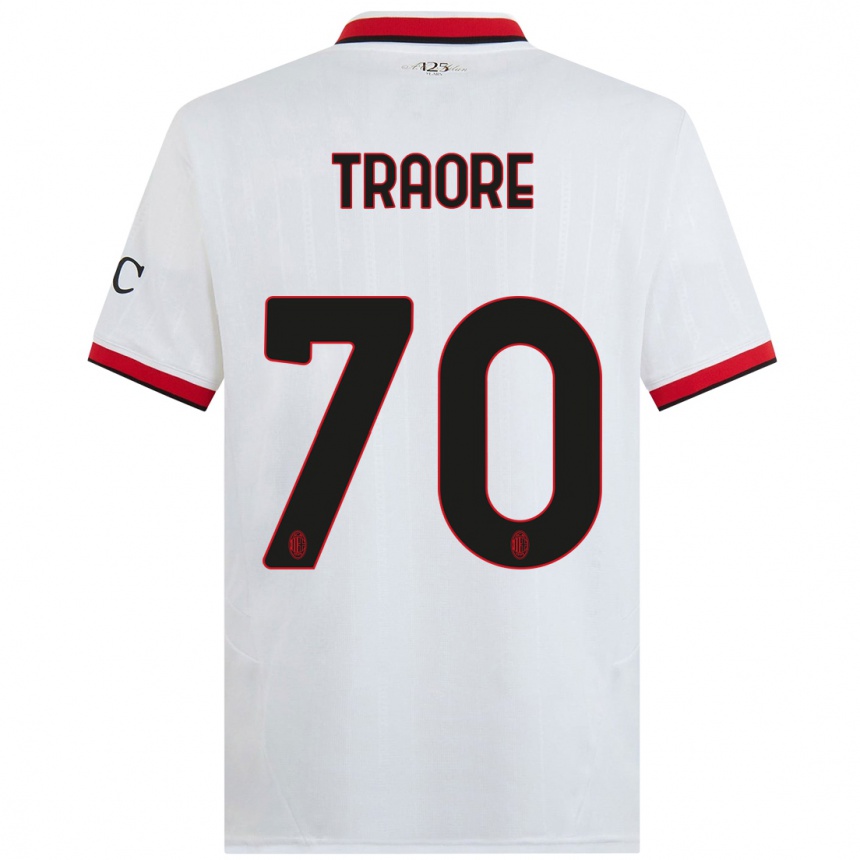 Herren Fußball Chaka Traore #70 Weiß Schwarz Rot Auswärtstrikot Trikot 2024/25 T-Shirt Luxemburg