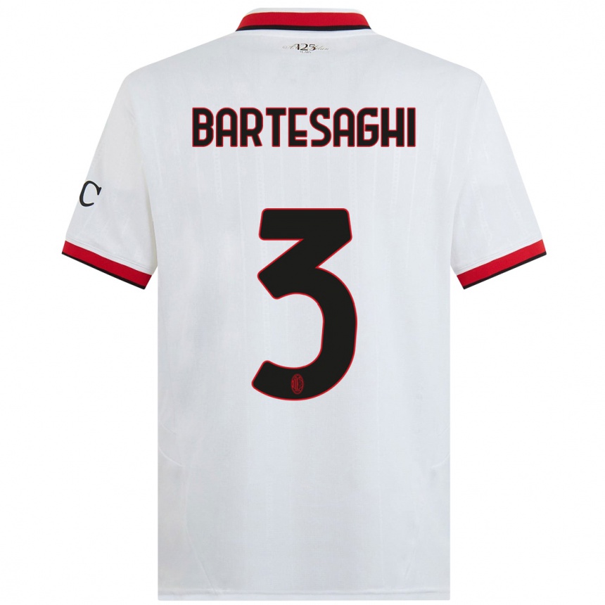 Herren Fußball Davide Bartesaghi #3 Weiß Schwarz Rot Auswärtstrikot Trikot 2024/25 T-Shirt Luxemburg