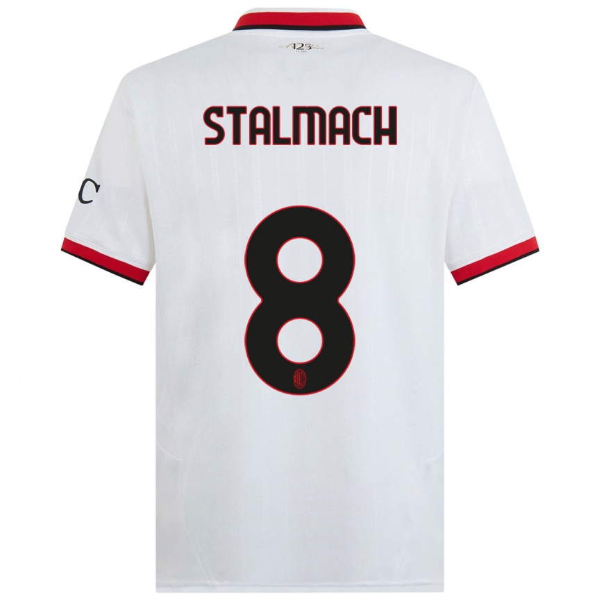 Herren Fußball Dariusz Stalmach #8 Weiß Schwarz Rot Auswärtstrikot Trikot 2024/25 T-Shirt Luxemburg