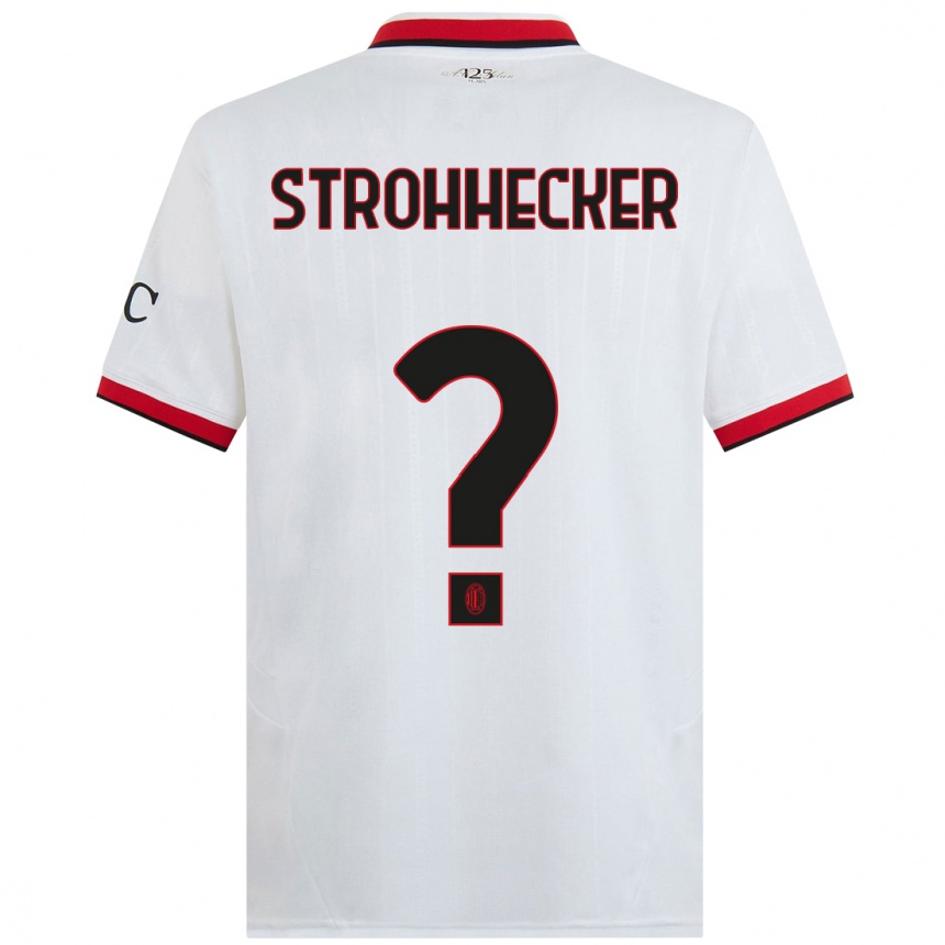 Herren Fußball Riccardo Strohhecker #0 Weiß Schwarz Rot Auswärtstrikot Trikot 2024/25 T-Shirt Luxemburg