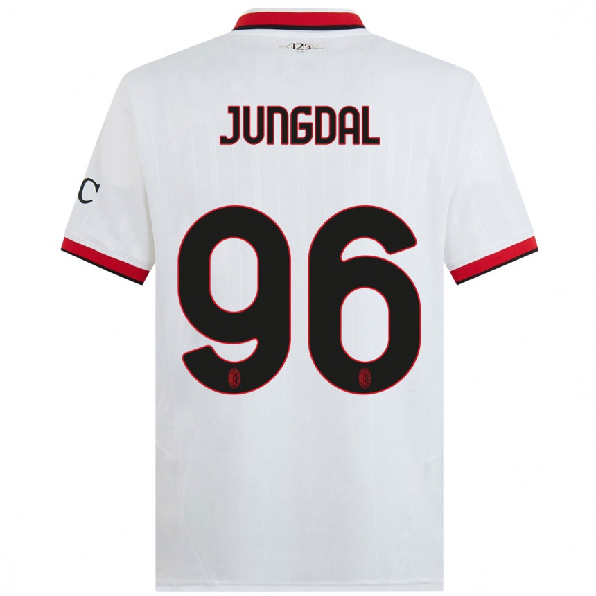 Herren Fußball Andreas Jungdal #96 Weiß Schwarz Rot Auswärtstrikot Trikot 2024/25 T-Shirt Luxemburg