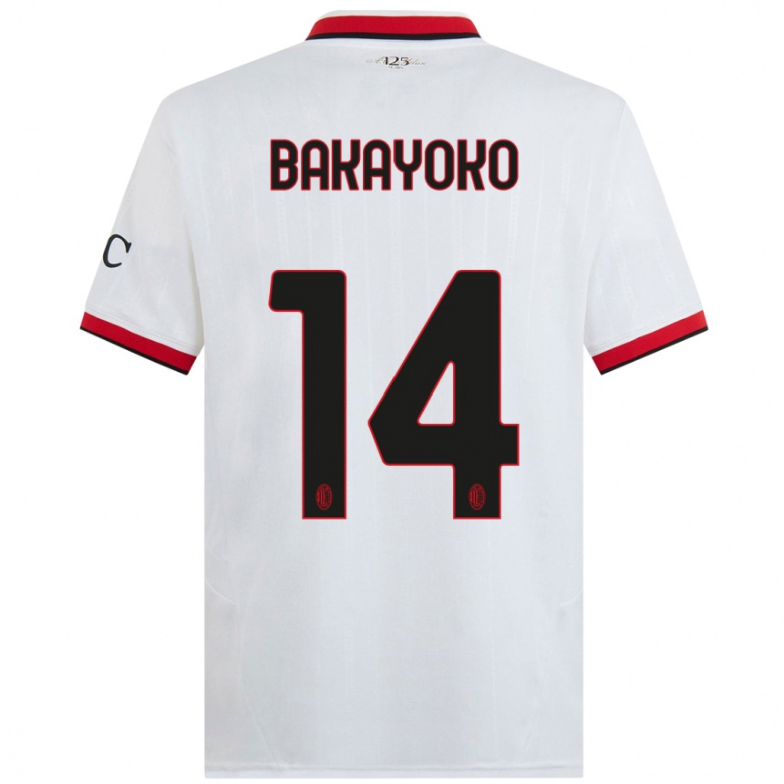 Herren Fußball Tiemoue Bakayoko #14 Weiß Schwarz Rot Auswärtstrikot Trikot 2024/25 T-Shirt Luxemburg