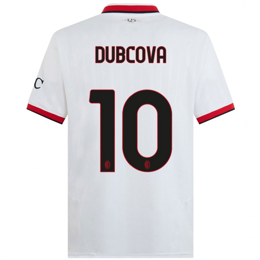 Herren Fußball Kamila Dubcova #10 Weiß Schwarz Rot Auswärtstrikot Trikot 2024/25 T-Shirt Luxemburg