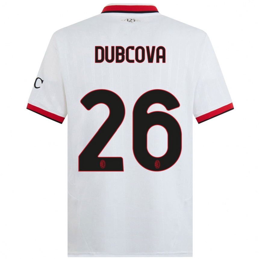 Herren Fußball Michaela Dubcova #26 Weiß Schwarz Rot Auswärtstrikot Trikot 2024/25 T-Shirt Luxemburg