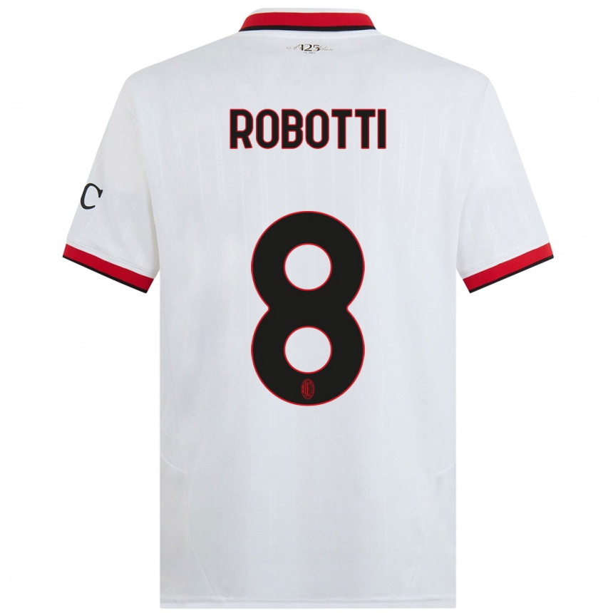 Herren Fußball Giovanni Robotti #8 Weiß Schwarz Rot Auswärtstrikot Trikot 2024/25 T-Shirt Luxemburg