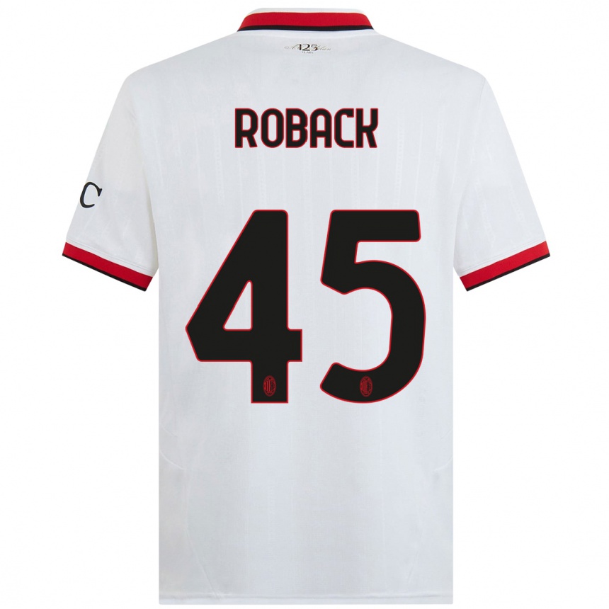 Herren Fußball Emil Roback #45 Weiß Schwarz Rot Auswärtstrikot Trikot 2024/25 T-Shirt Luxemburg