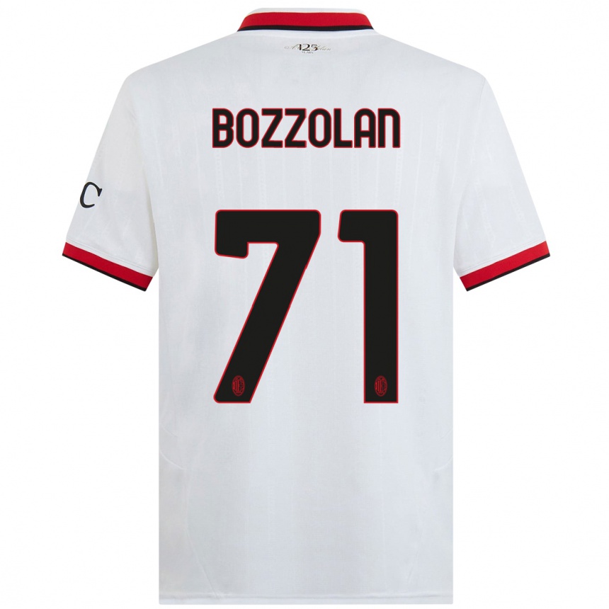 Herren Fußball Andrea Bozzolan #71 Weiß Schwarz Rot Auswärtstrikot Trikot 2024/25 T-Shirt Luxemburg