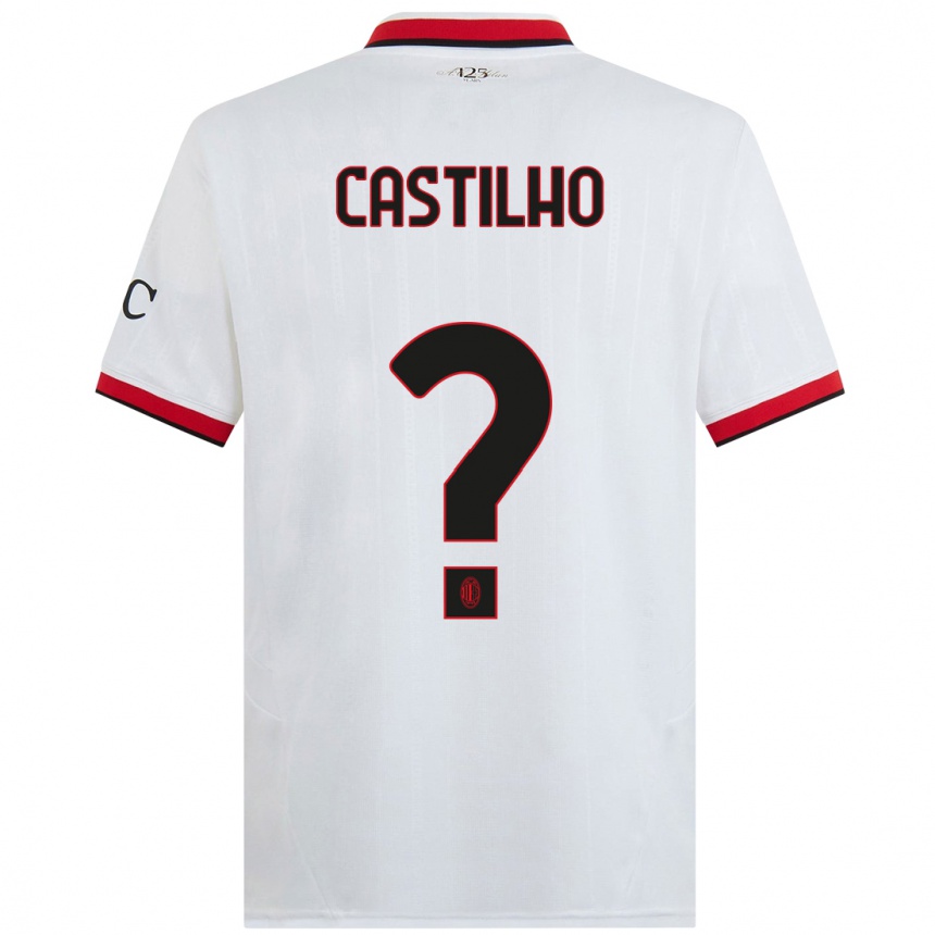 Herren Fußball Estevan Amaral Castilho #0 Weiß Schwarz Rot Auswärtstrikot Trikot 2024/25 T-Shirt Luxemburg