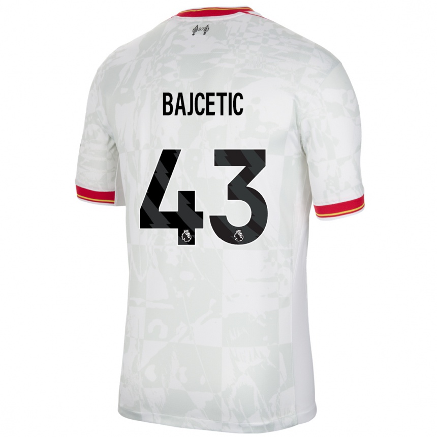 Herren Fußball Stefan Bajcetic #43 Weiß Rot Schwarz Ausweichtrikot Trikot 2024/25 T-Shirt Luxemburg