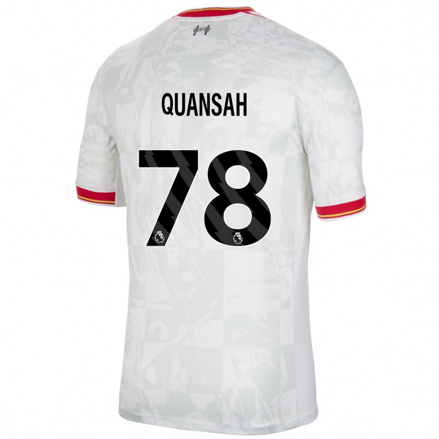 Herren Fußball Jarell Quansah #78 Weiß Rot Schwarz Ausweichtrikot Trikot 2024/25 T-Shirt Luxemburg