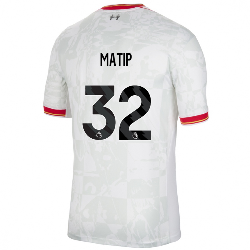 Herren Fußball Joel Matip #32 Weiß Rot Schwarz Ausweichtrikot Trikot 2024/25 T-Shirt Luxemburg