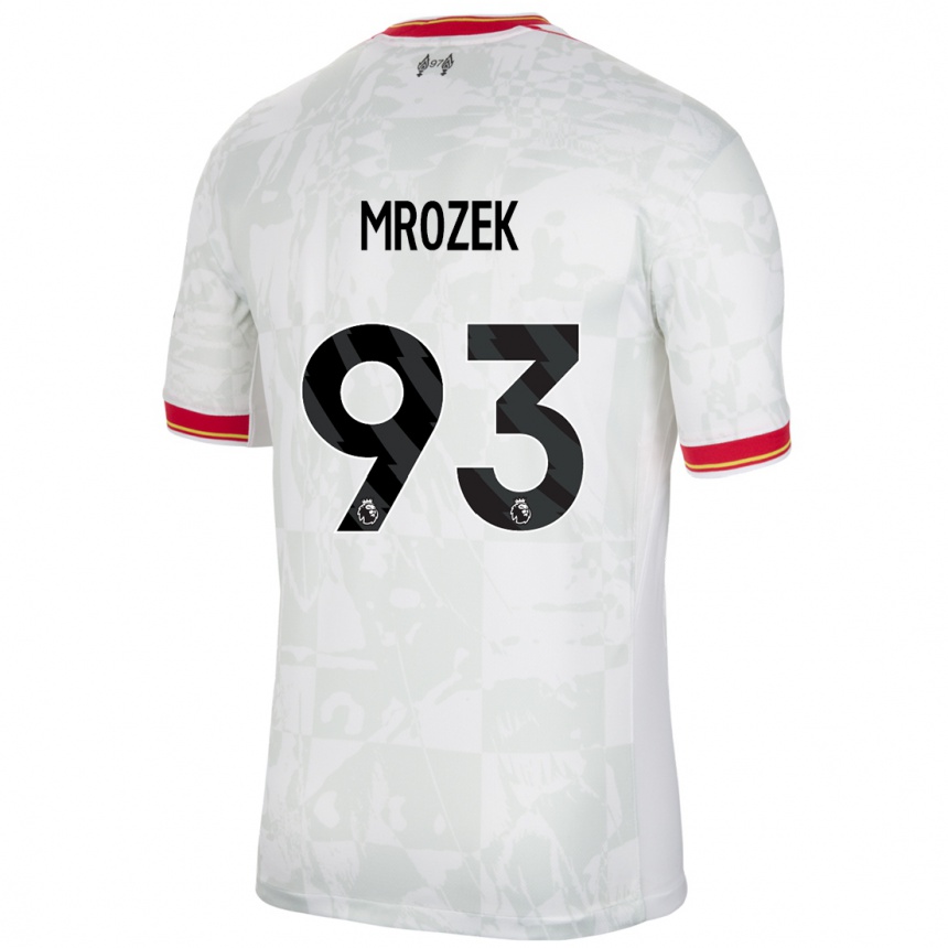 Herren Fußball Fabian Mrozek #93 Weiß Rot Schwarz Ausweichtrikot Trikot 2024/25 T-Shirt Luxemburg