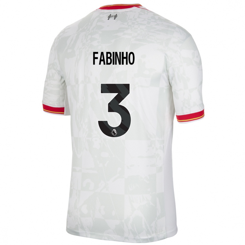 Herren Fußball Fabinho #3 Weiß Rot Schwarz Ausweichtrikot Trikot 2024/25 T-Shirt Luxemburg