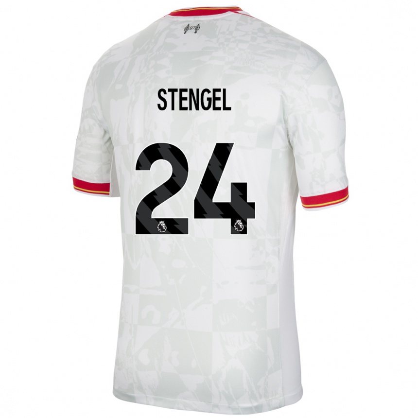 Herren Fußball Katie Stengel #24 Weiß Rot Schwarz Ausweichtrikot Trikot 2024/25 T-Shirt Luxemburg