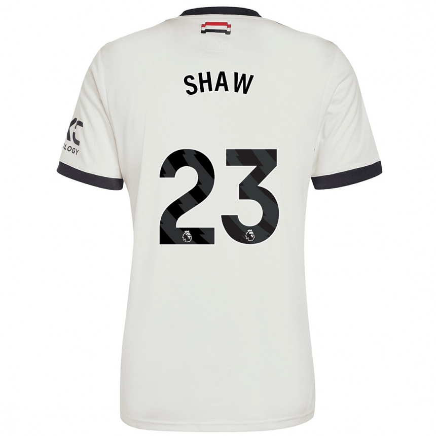 Herren Fußball Luke Shaw #23 Cremeweiß Ausweichtrikot Trikot 2024/25 T-Shirt Luxemburg