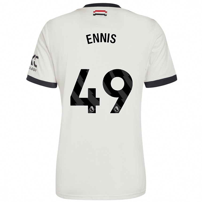 Herren Fußball Ethan Ennis #49 Cremeweiß Ausweichtrikot Trikot 2024/25 T-Shirt Luxemburg