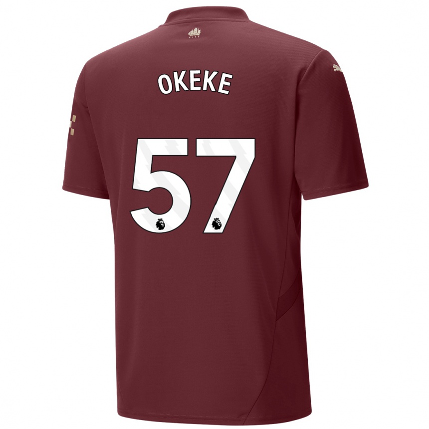 Herren Fußball Michael Okeke #57 Kastanienbraun Ausweichtrikot Trikot 2024/25 T-Shirt Luxemburg