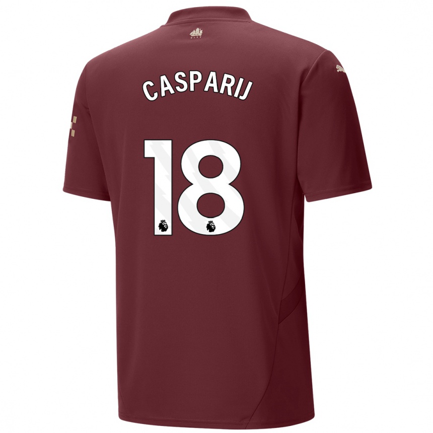 Herren Fußball Kerstin Casparij #18 Kastanienbraun Ausweichtrikot Trikot 2024/25 T-Shirt Luxemburg