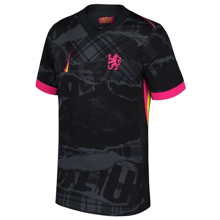 Herren Fußball Cole Palmer #20 Schwarz Rosa Ausweichtrikot Trikot 2024/25 T-Shirt Luxemburg