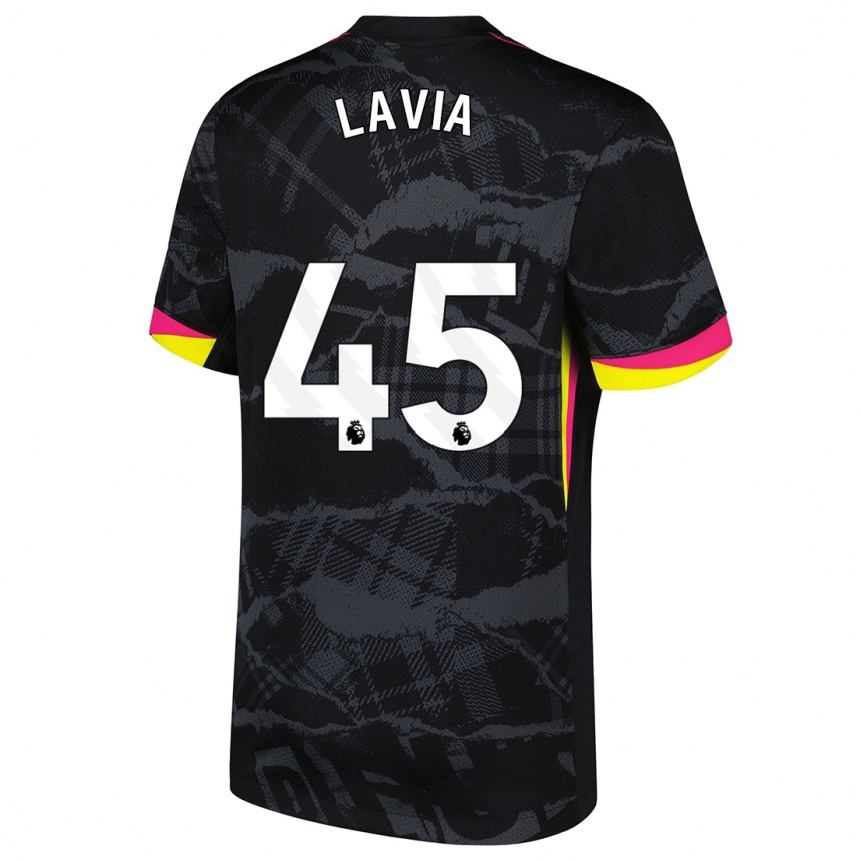 Herren Fußball Roméo Lavia #45 Schwarz Rosa Ausweichtrikot Trikot 2024/25 T-Shirt Luxemburg