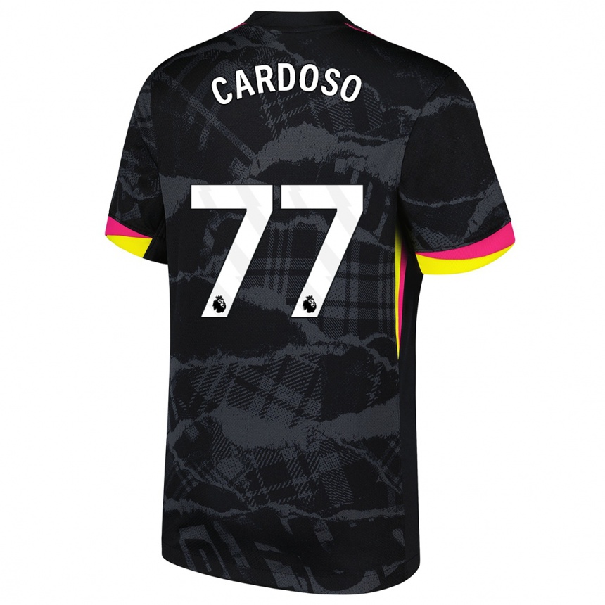 Herren Fußball Leo Cardoso #77 Schwarz Rosa Ausweichtrikot Trikot 2024/25 T-Shirt Luxemburg