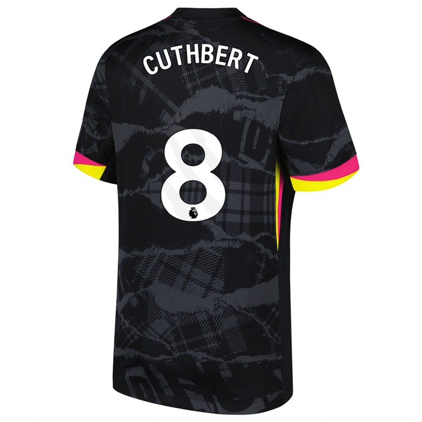 Herren Fußball Erin Cuthbert #8 Schwarz Rosa Ausweichtrikot Trikot 2024/25 T-Shirt Luxemburg