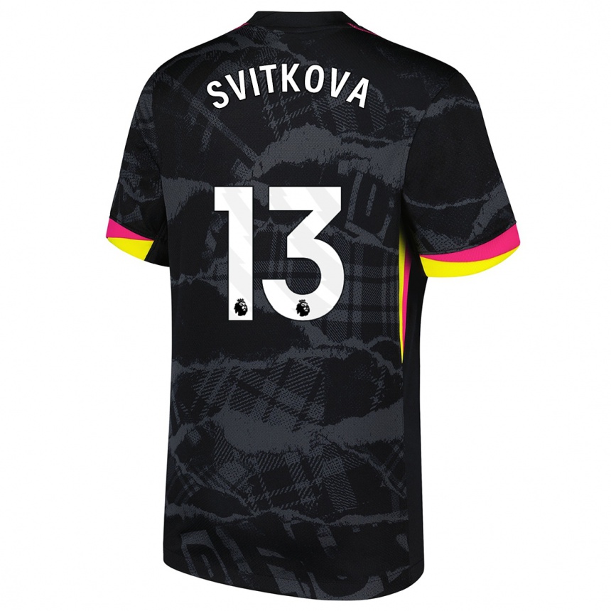 Herren Fußball Kateřina Svitková #13 Schwarz Rosa Ausweichtrikot Trikot 2024/25 T-Shirt Luxemburg